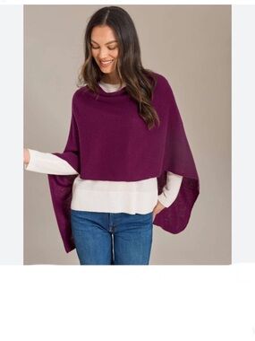 Women’s Plum Draped Poncho Sweater